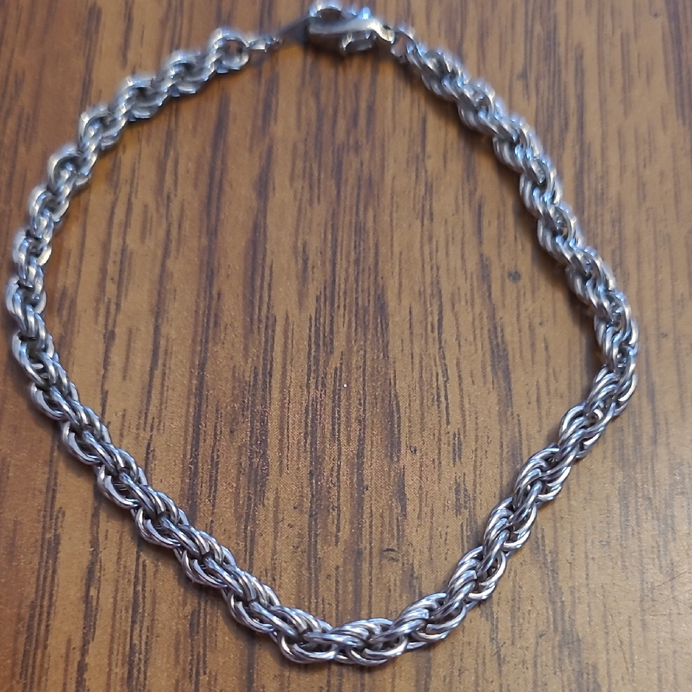 Vintage Silver Rope Chain Bracelet